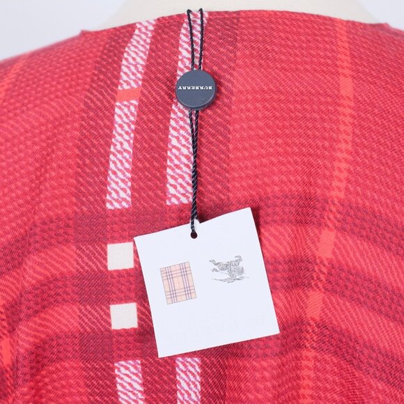New Burberry Nova cape check poncho jacket wool silk red - Picture 11 of 11